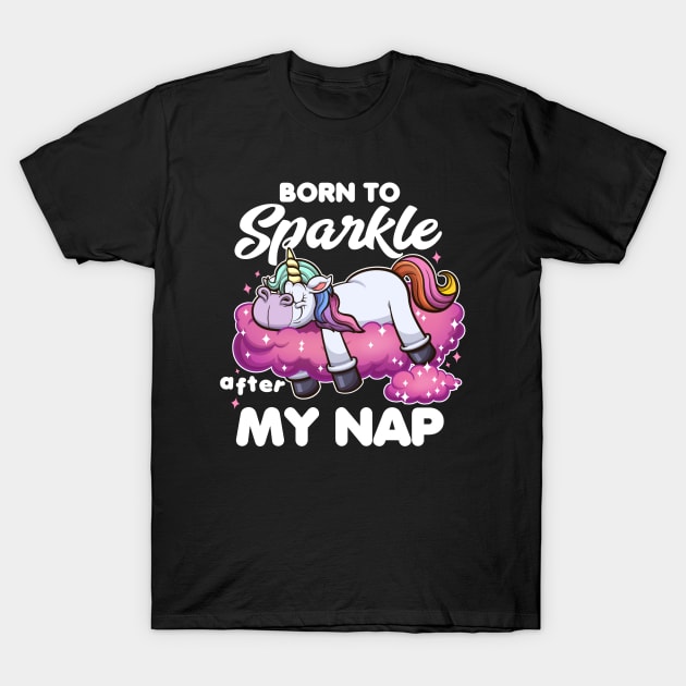 Born To Sparkle Cartoon Unicorn T-Shirt by TheMaskedTooner